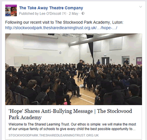 Anti Bullying Production visits Stockwood Park Academy